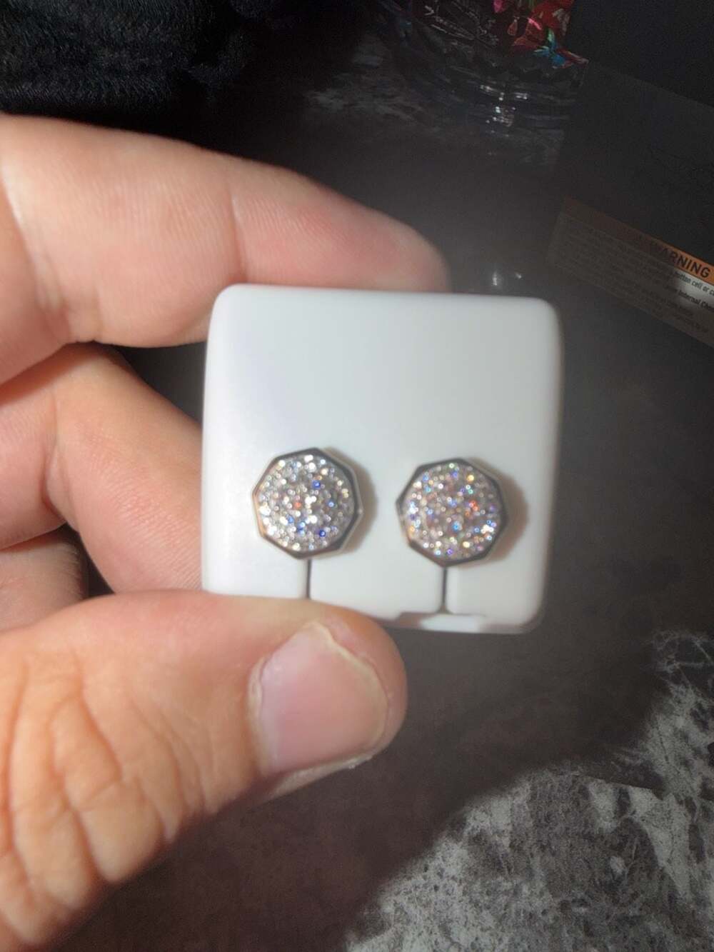 Sterling moissanite earrings. Brilliant shine with clustered round stones